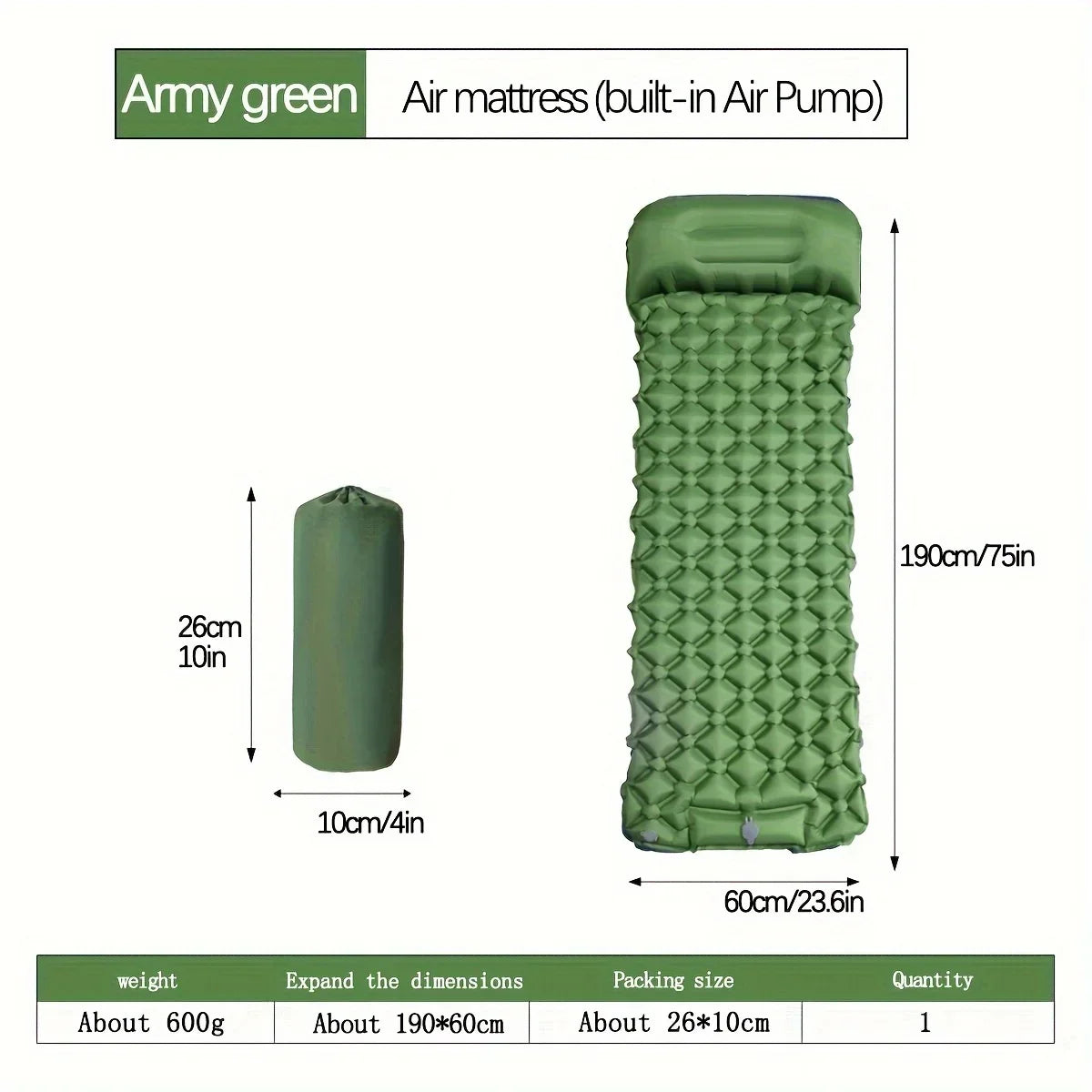 Inflatable camping mattress